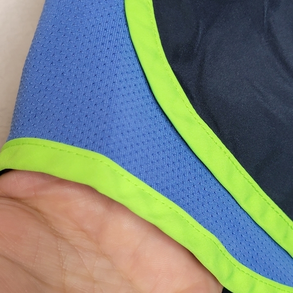 Nike Dri Fit Womens Running Shorts XS Navy Blue Green Blue Athletic Gym - Picture 5 of 8